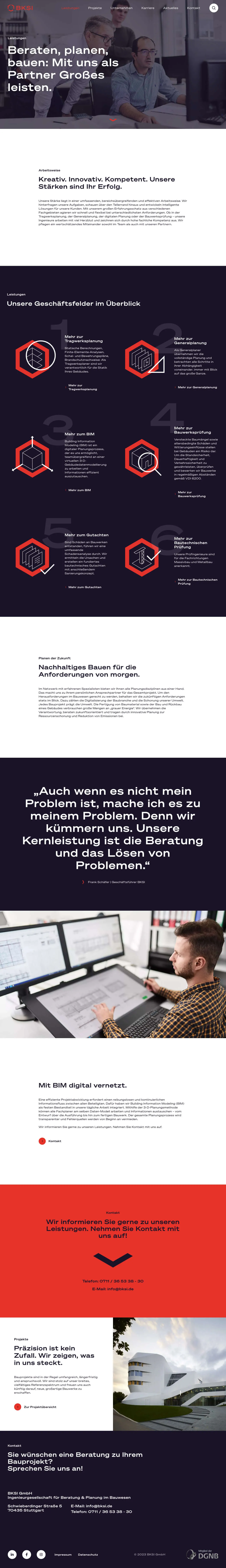 Website Ansicht der BKSI