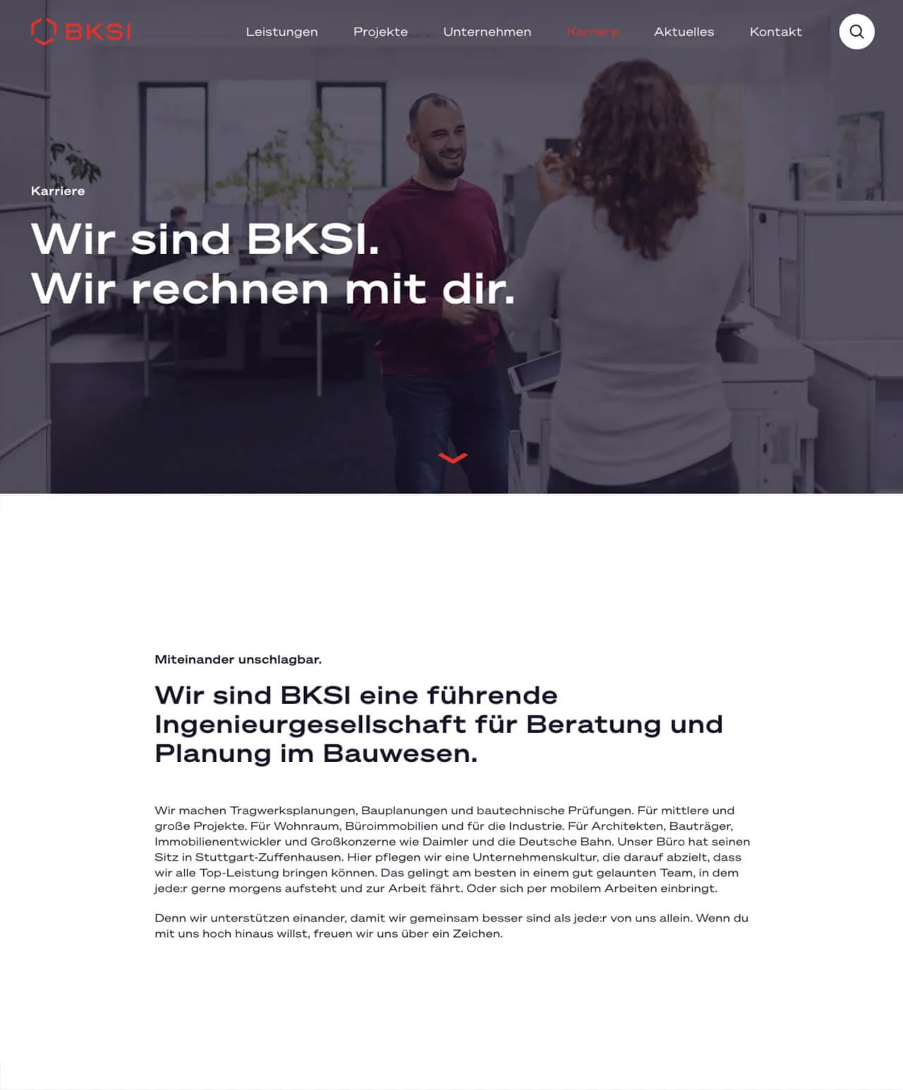 Website Ansicht der BKSI