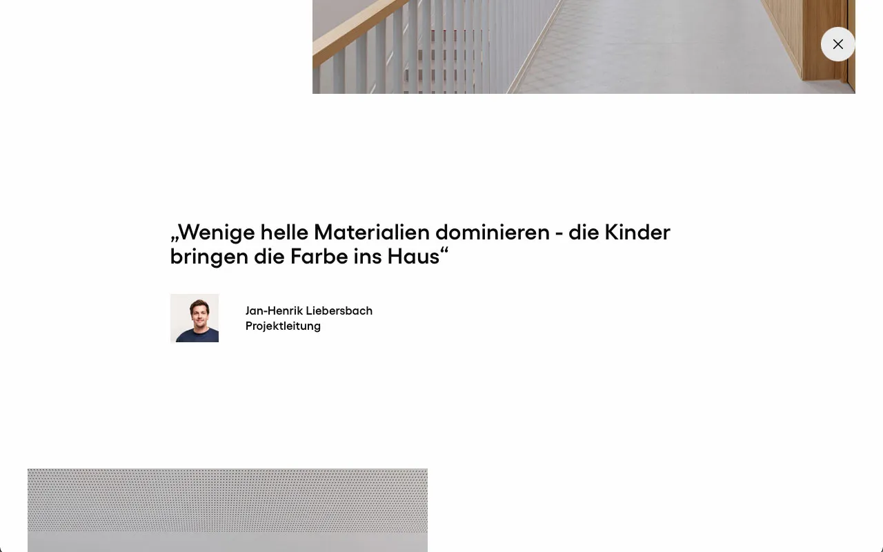 Screenshot eines Website Bereichs von Drei Architekten